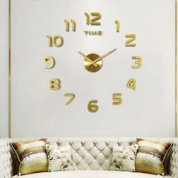 Horloge Murale Miroir Décor - Or