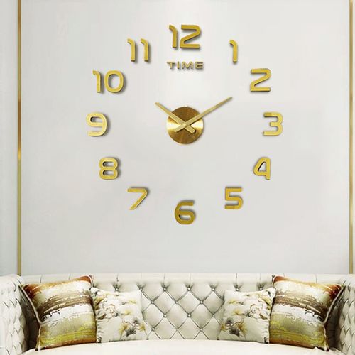 Horloge Murale Miroir Décor - Or