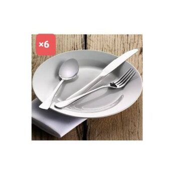 Lot De 6 Assiettes+6 Cuillères, 6 Fourchettes Et 6 Couteaux