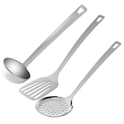 Lot de 3 Pcs Spatules, Louche, Écumoire Inox 1 Lot de 3 Pcs Spatules, Louche, Écumoire Inox