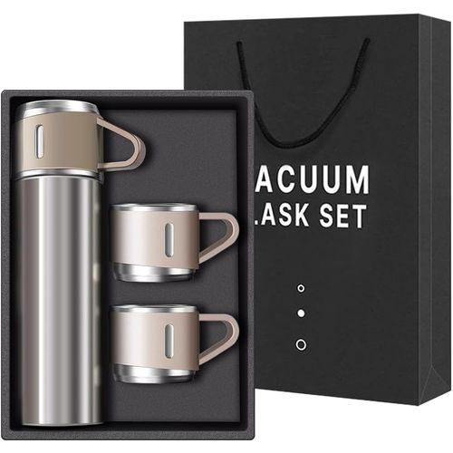 Gourdes Thermos Isotherme 500ml avec 3 Tasses - acier inoxydable 1 Gourdes Thermos Isotherme 500ml avec 3 Tasses - acier inoxydable