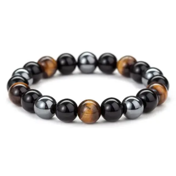 Bracelet En Pièrres Naturelle De Oeil De Tigre - Hématite- Onyx Homme/Femme
