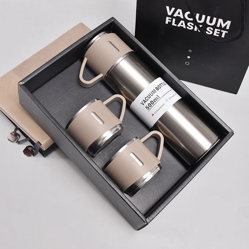Gourdes Thermos Isotherme 500ml avec 3 Tasses - acier inoxydable 3 Gourdes Thermos Isotherme 500ml avec 3 Tasses - acier inoxydable – Image 3
