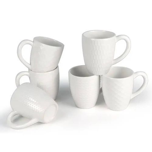 Lot De 6 Tasses à Café En Céramique Blanche 2 Lot De 6 Tasses à Café En Céramique Blanche – Image 2
