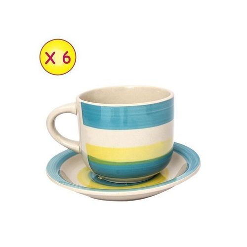 Lot De 6 Tasses à Café + Sous-Tasse En Porcelaine 3 Lot De 6 Tasses à Café + Sous-Tasse En Porcelaine – Image 3