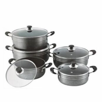 Lot de 5 casseroles anti adhésif avec couvercle vitré