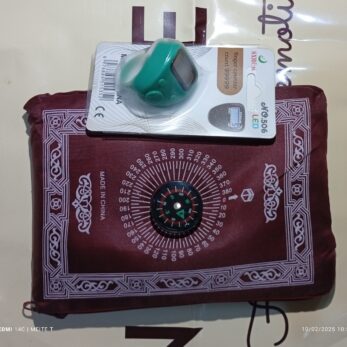 Tapis de prière portatif pour poche + chapelet électronique
