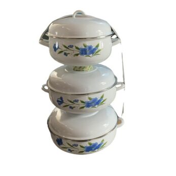 Lot de 3 soupières format rond 30/40 blanc fleurie