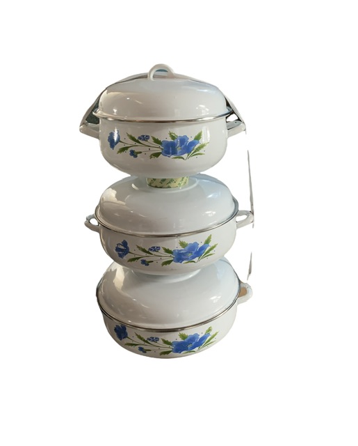 Lot de 3 soupières format rond 30/40 blanc fleurie