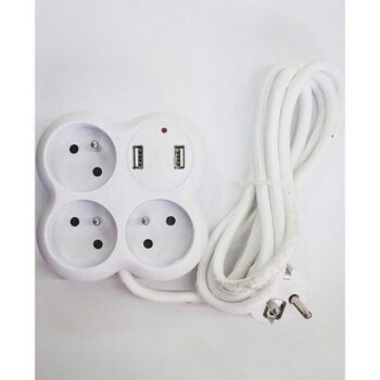 Rallonge Multiprise 3 Trous Et 2 Ports USB