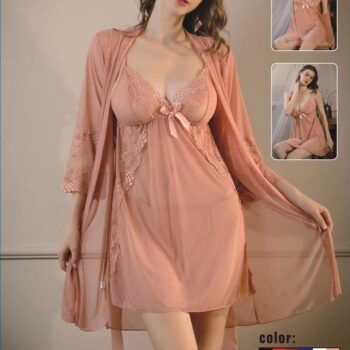 Gillet robe & string très romantique nuisette