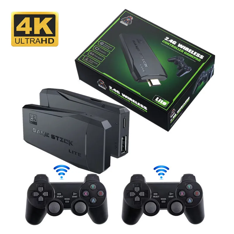Console de jeu vidéo M8, Double contrôleur sans fil 2.4 ghz, bâton de jeux rétro 4K 10000, 64 go